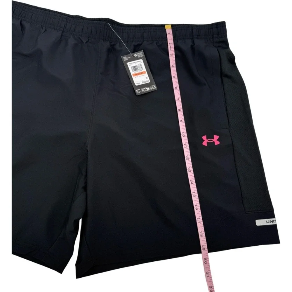UNDER ARMOUR NEW 3XL Tech Victory Shorts Black Pink Logo Athletic Running Gym